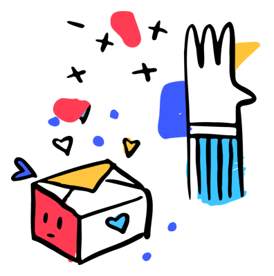 Illustration of a hand holding a brush, symbolizing creativity and self-improvement