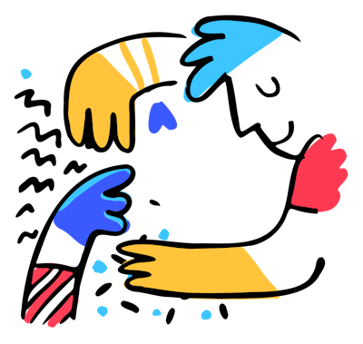 Illustration of a hand holding a brush, symbolizing creativity and self-improvement